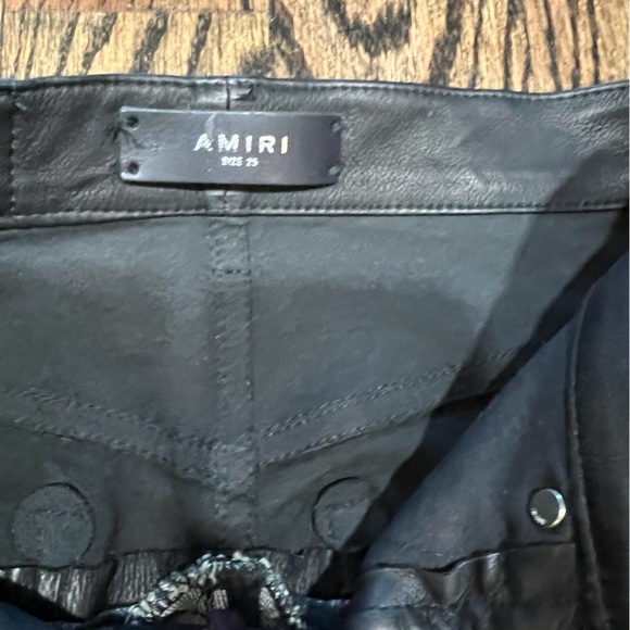 **SOLD** NEW Amiri Genuine Leather Contrast Skinny Jeans Aged Black/Black 25 - Picture 16 of 17